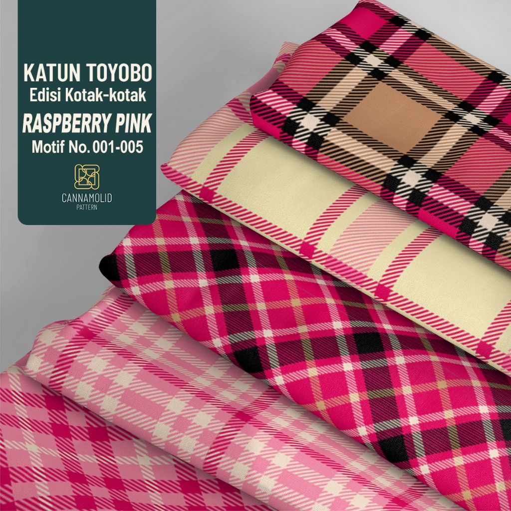 Kain Toyobo Motif KOTAK-KOTAK | Lebar 145cm | PLAID RASPBERRY PINK 1-5