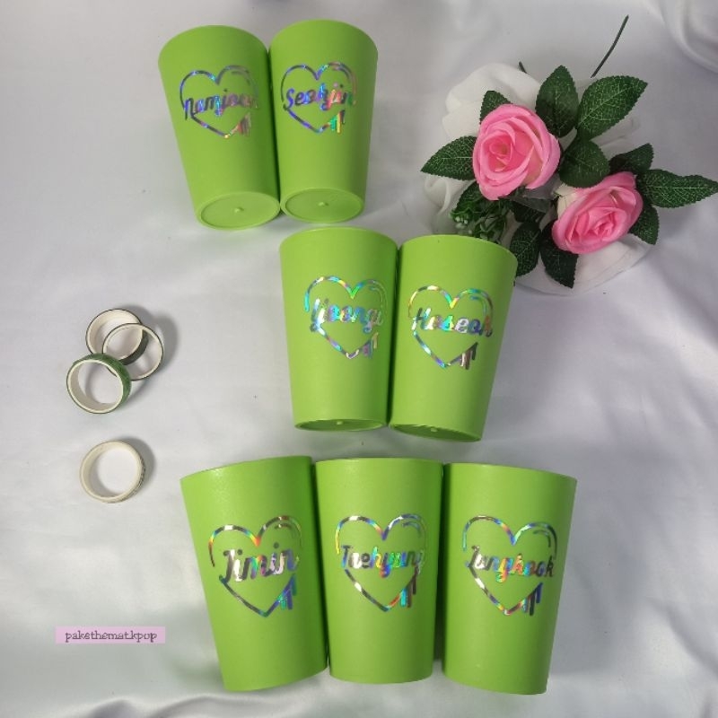 [Freebies PC Official] Merch Unofficial Gelas Hologram BTS Jin Suga Jhope Jimin V Taehyung Jungkook