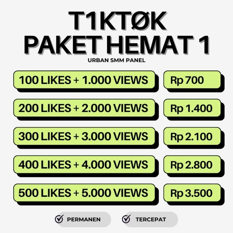 

RBAN SMM - Paket Tiktok Like dan View Tiktok Permanen| Tiktok Like View Bergaransi Real Mix