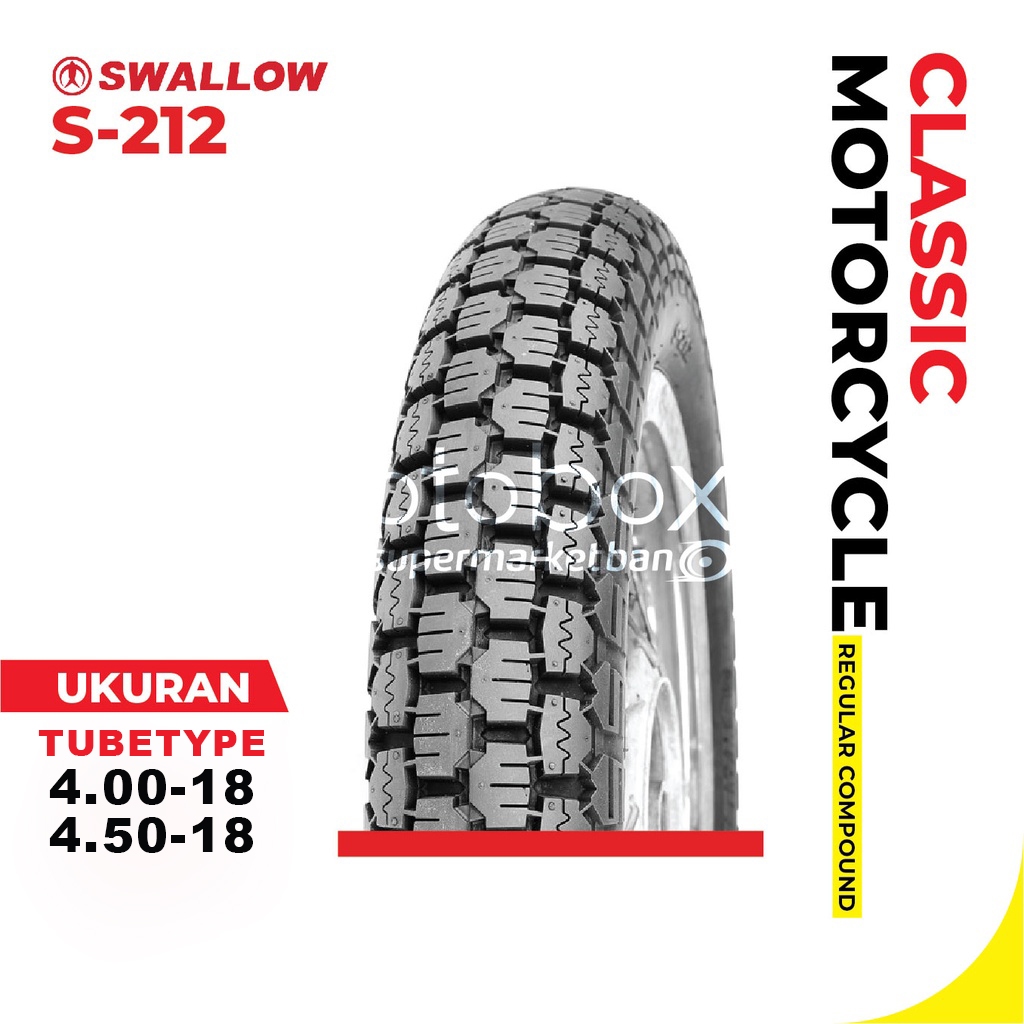Ban Motor Swallow S-212 Ukuran 400 450 Ring 18 TubeType Ban Depan Belakang Ban Motor Japstyle Clasic