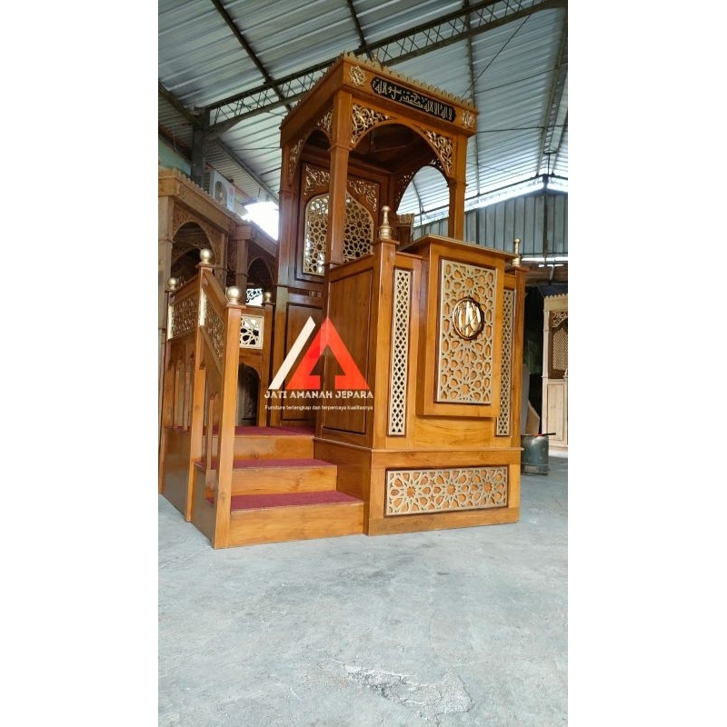 mimbar masjid tingkat, mimbar masjid, mimbar masjid minimalis jati, mimbar masjid murah