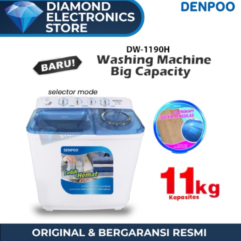 MESIN CUCI 2 TABUNG STAINLESS Denpoo DW 1190H (11 KG) - WASHING MACHINE DENPOO DW 1190H