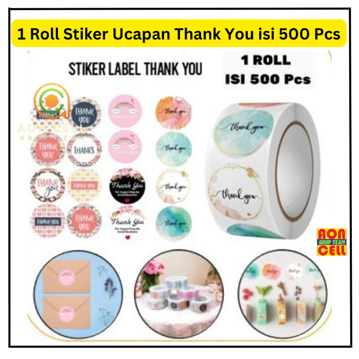 

Sticker Thank You Roll Isi 500Pcs Stiker Thank You
