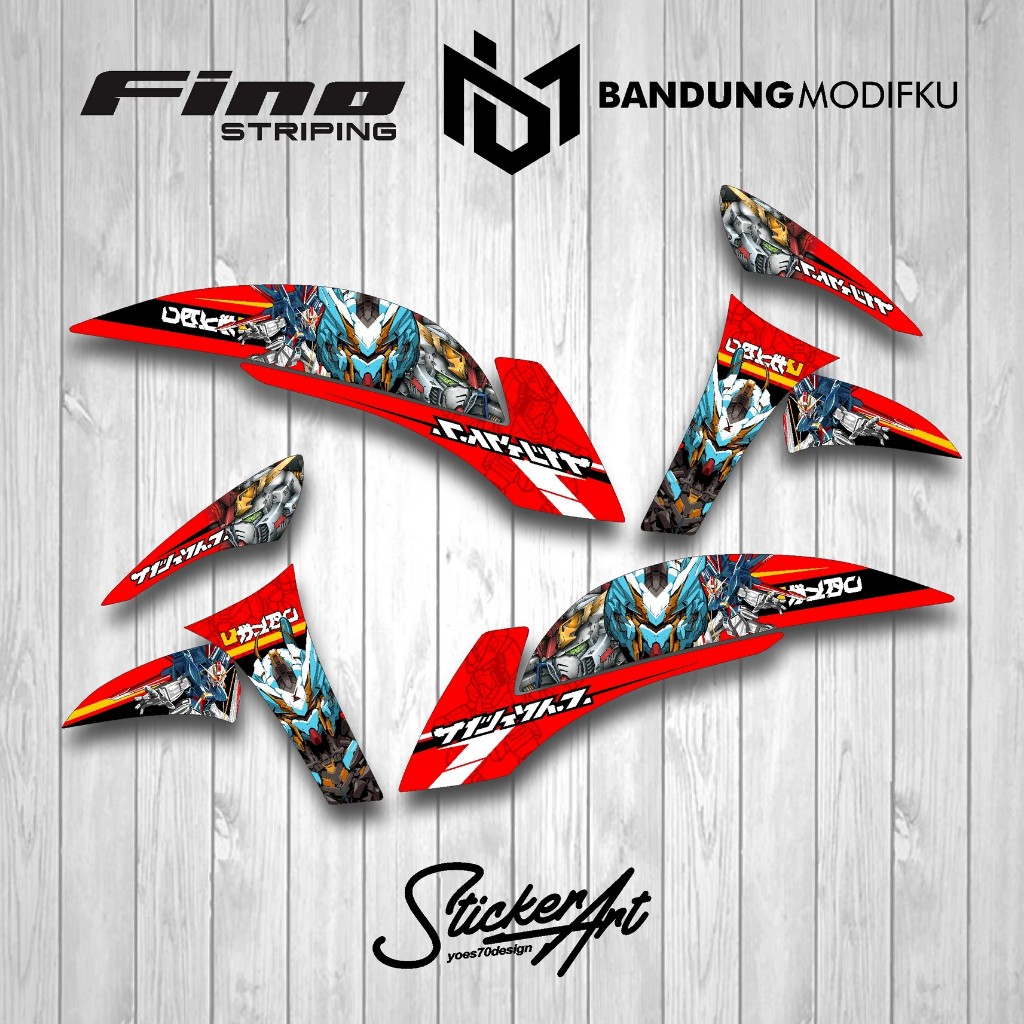 Striping Stiker Motor Fino 125 / MOTIF GUNDAM / Grande Premium Sporty 2021-2024 Variasi Yamaha Modif