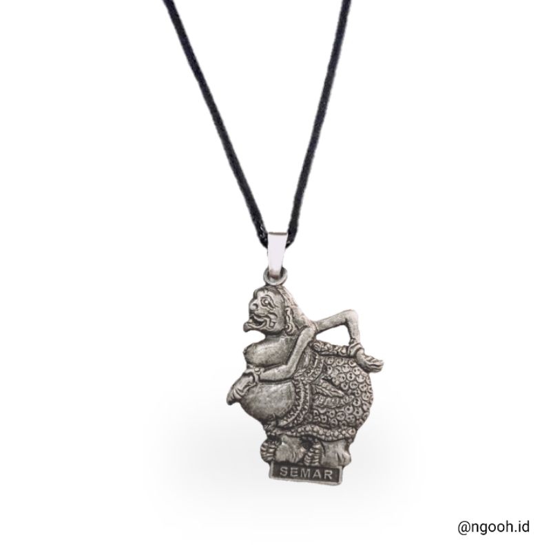 Kalung Tali Bandul Etnik Necklace Wayang Semar Mesem Unisex Adjustable Anti Karat Stainlees Steel