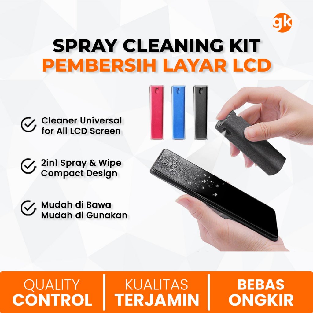 Spray Cleaning LCD Screen Cleaner Wipe 2in1 Semprotan Pembersih Layar HP Tablet Laptop Monitor KCL-1017