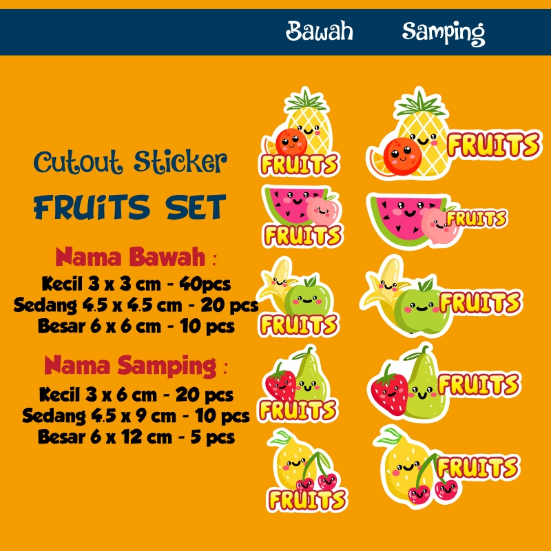 

sticker nama cutout fruits buah