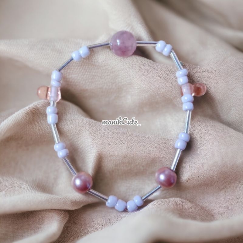 Gelang estetik manik-manik dan batu ukuran anak sampai dewasa ✨