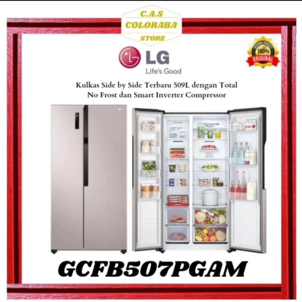 Kulkas Side by Side LG GC-FB507PGAM - Kapasitas 509L