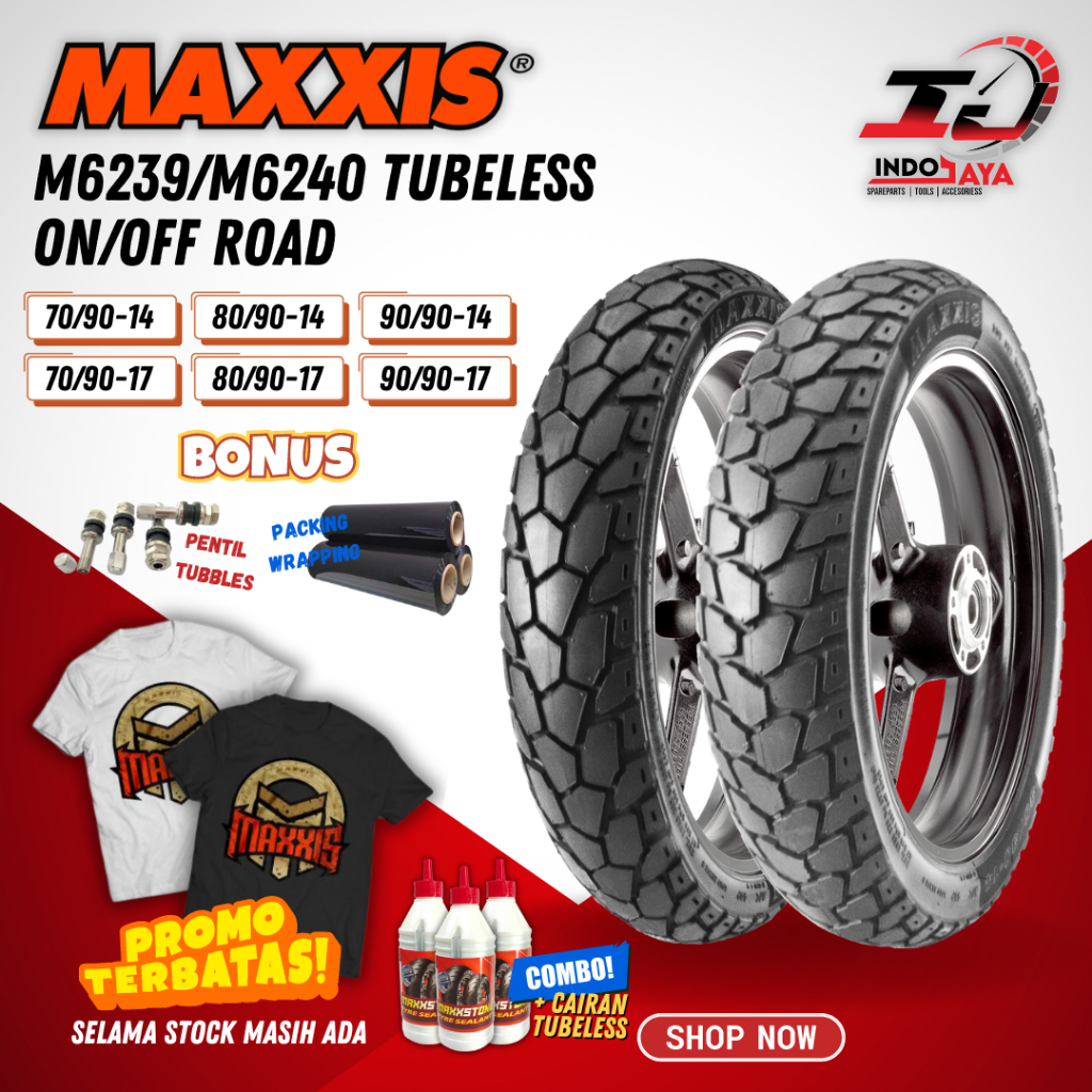 [BAYAR DI TEMPAT] BAN MAXXIS TUBELESS M6239 / M6240  (70/90 - 80/90 - 90/90) RING 14 RING 17 MOTOR B