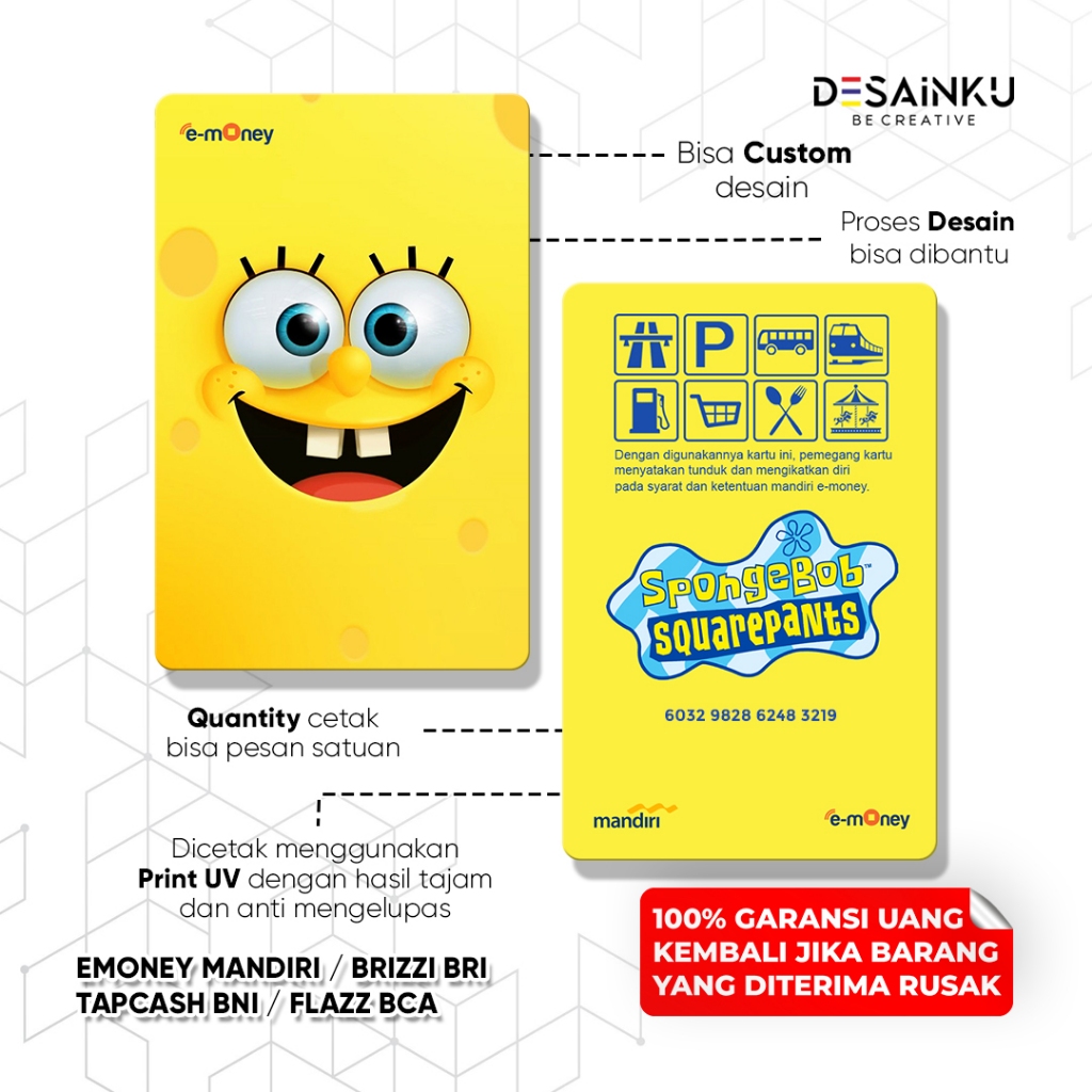 E-money Spongebob Edition / Emoney Custom / E-TOLL / FLAZZ / BRIZZI