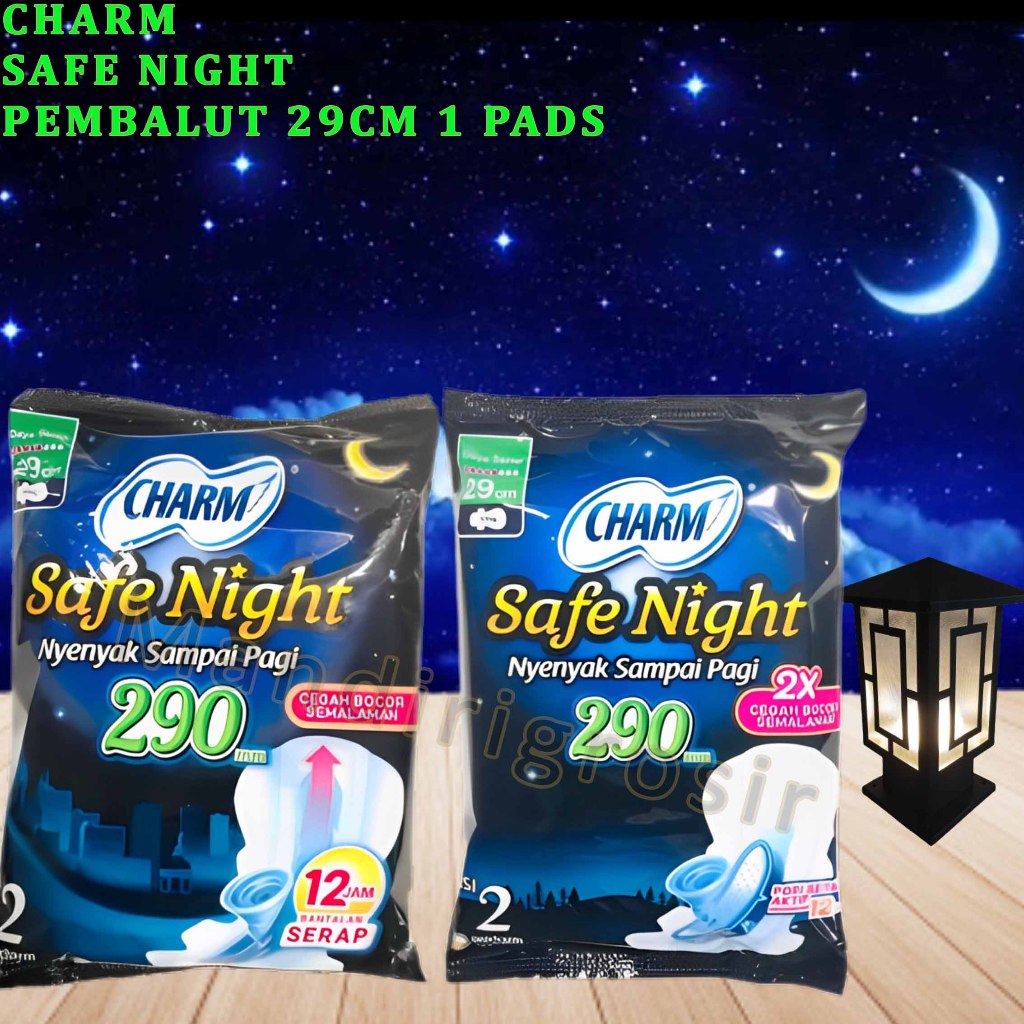 Pembalut Safe Night * Charm * Softex Night Wing * 29cm 1pads