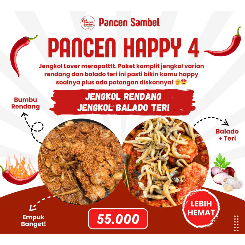 

Paket Pancen Happy 4 (Jengkol Rendang & Jengkol Balado Teri)