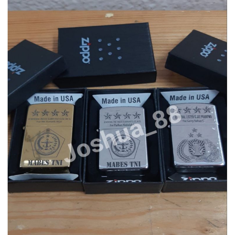 Zippo Korek Api Custom Ukir Logo Mabes TNI/Polri Polisi Bisa Ukir Nama Sendiri