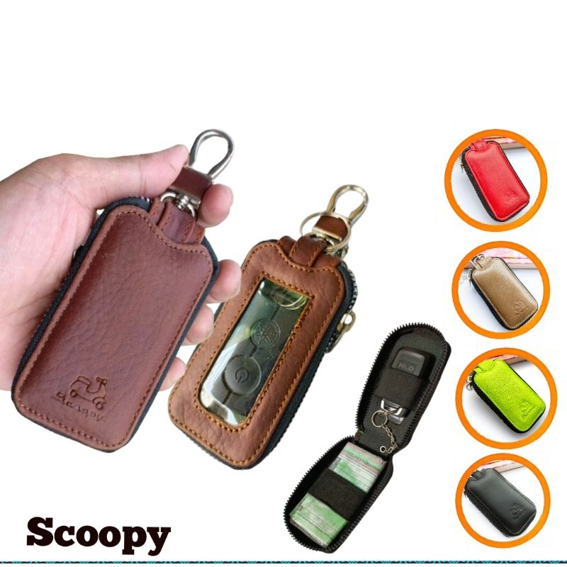 Dompet kunci remote keyless motor SCOOPY kulit asli dompet stnk motor