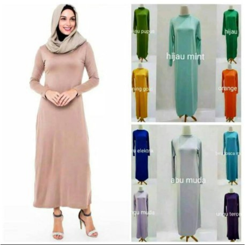 Inner Dress Lengan Panjang / Gamis Manset Lengan Panjang Spandek Soft / Inner Manset Panjang Dalaman