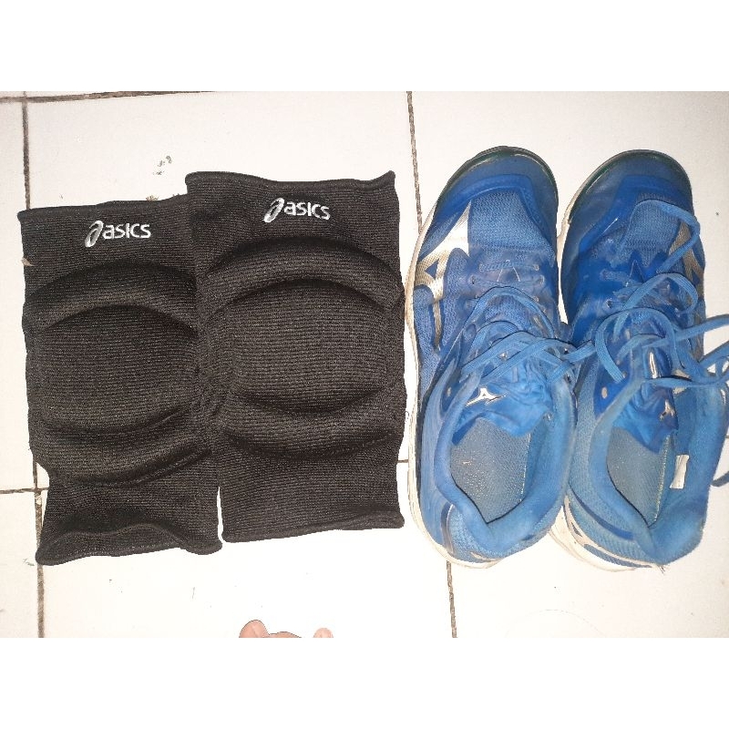 Sepatu voli mizuno wlz 6 ori + deker kaki asic