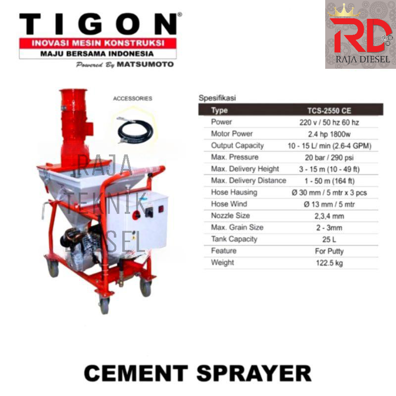 Mesin Penyemprot Semen Tigon TCS-2550 CE 25 Liter Cement Sprayer ORIGINALMesin Penyemprot Semen Tigo