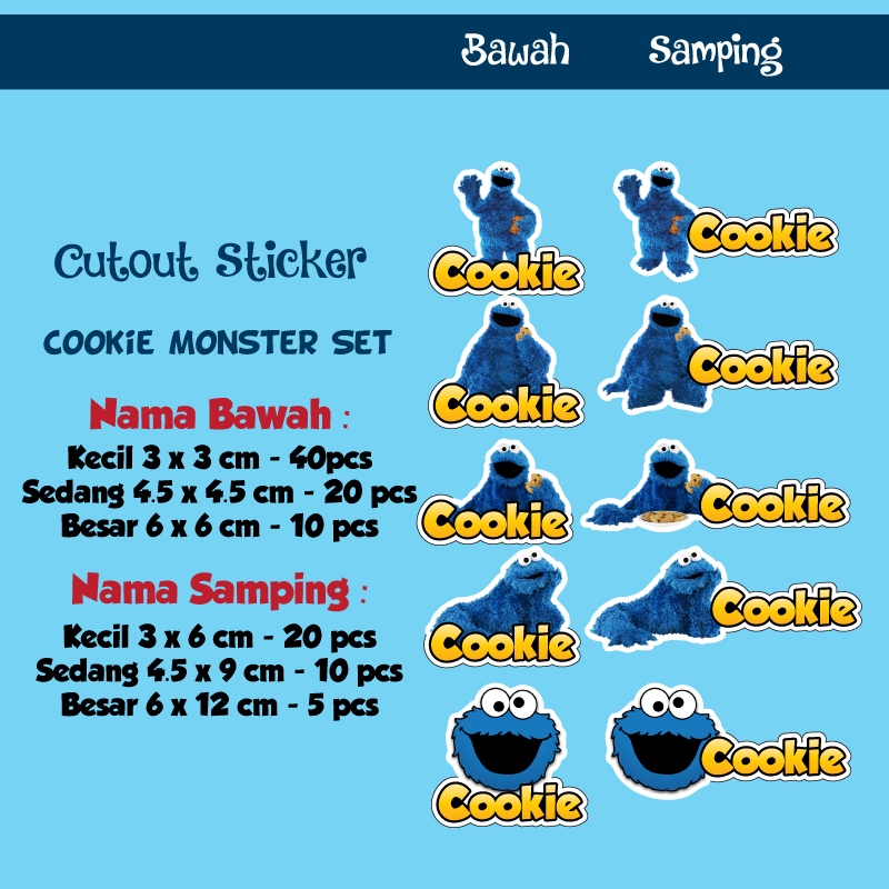 

sticker nama cutout cookie monster