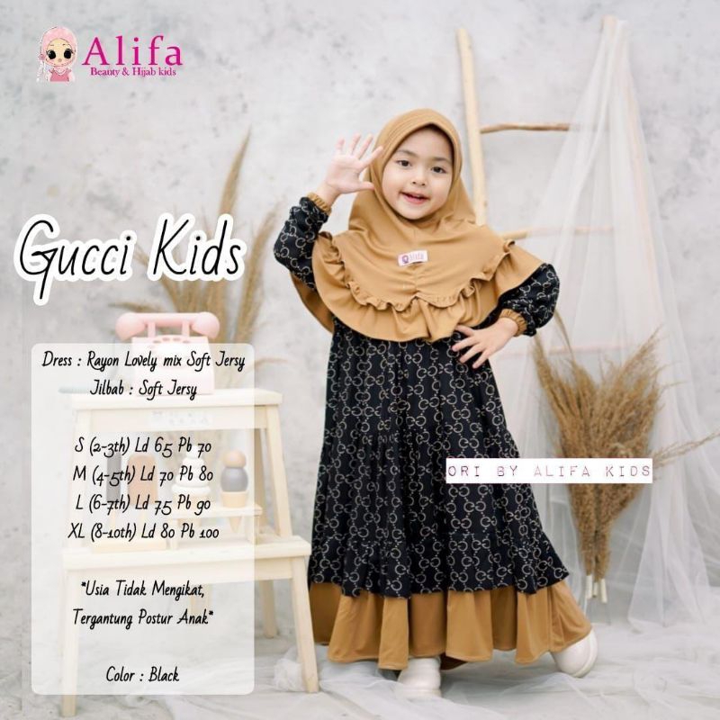 Barang Baru||Gucci kids Gamis anak free jilbab|Gamis anak rayon|