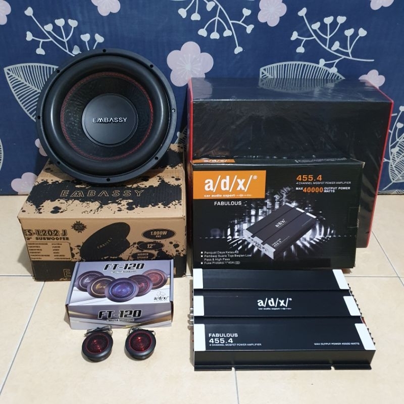 Paket audio mobil Embassy ES-1202J 12 inch x power AVX / ADX