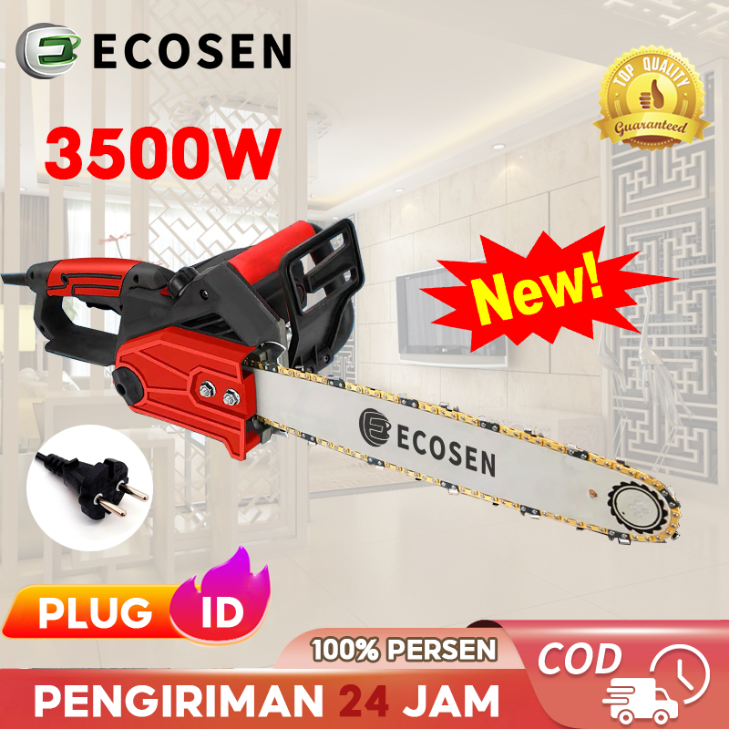 ECOSEN 12 InchGergaji Rantai Elektrik Mini Cordless Gergaji Pemotong Kayu Gergaji Mesin Chainsaw Listrik Potong Kayu Chainsaw