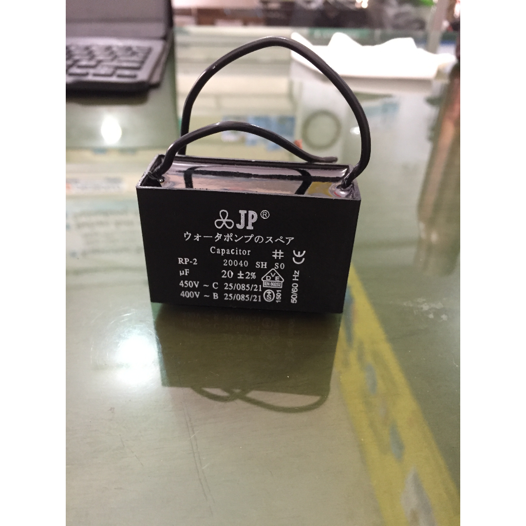 Kapasitor Pompa Air 20 UF Model Kotak Merk JP /// Kapasitor Kotak 20uF 450V JP Kapasitor Pompa Air 2