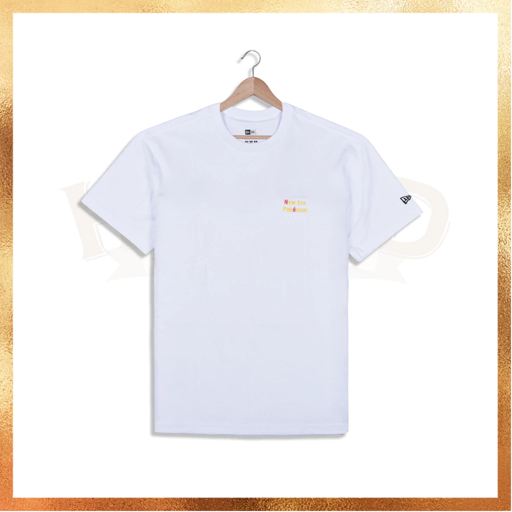 Kaos Pria New Era Anime Pokemon NE Back Logo White Tee Original