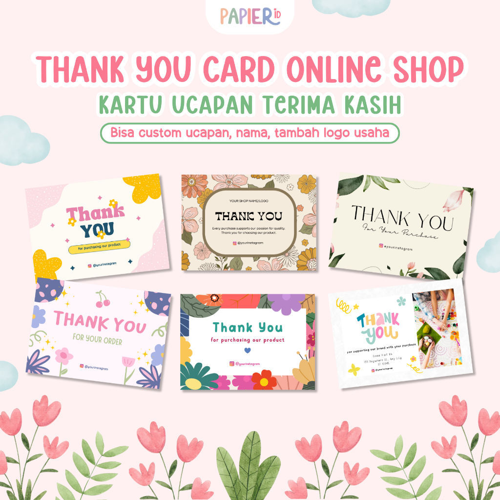 Thank You Card | Thankyou Card Custom | Kartu Ucapan Terima Kasih | Kartu Terima Kasih | Kartu Thank