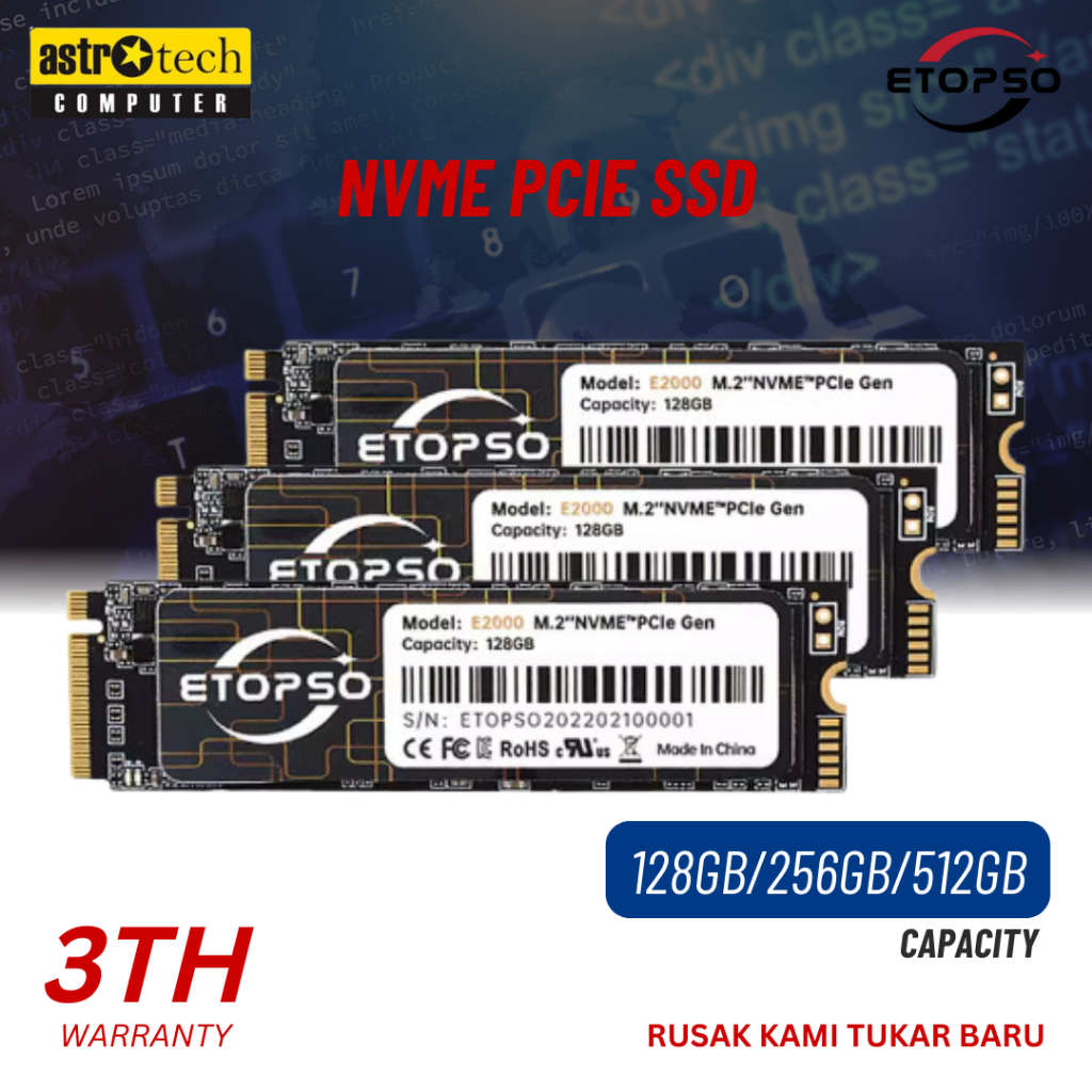SSD NVME 512GB 256GB 128GB ETOPSO PCIE