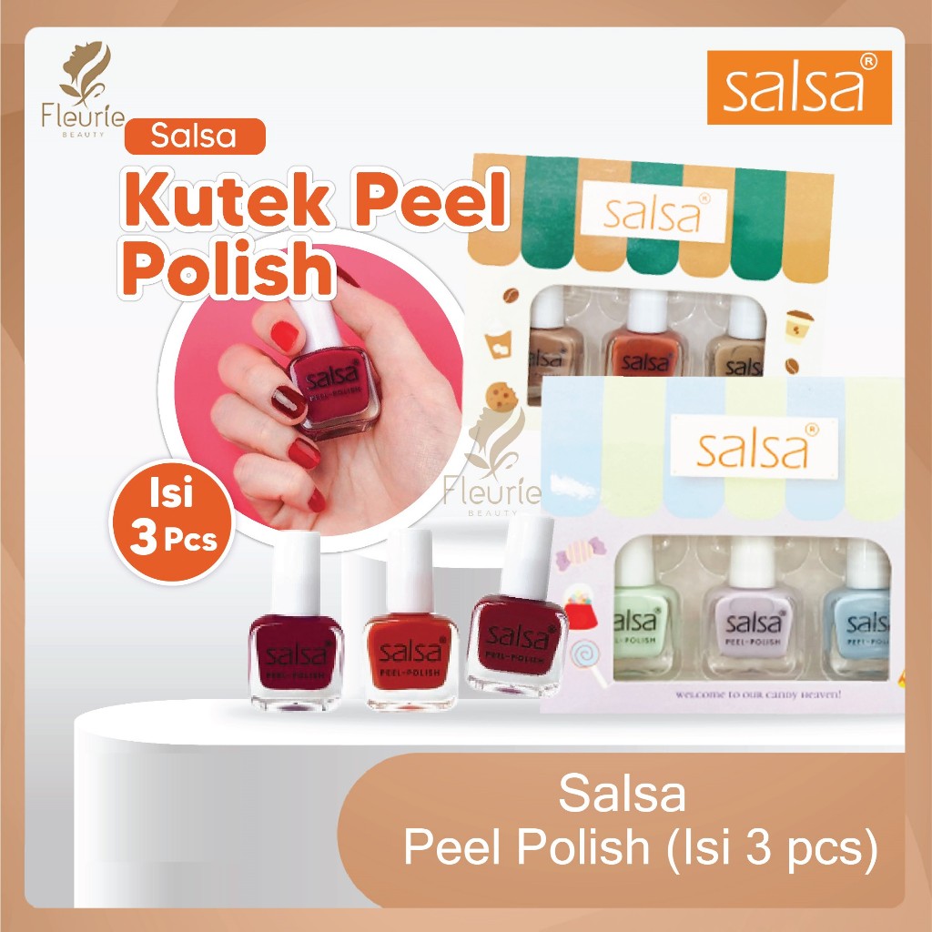 (ISI 3PCS) Salsa Kutek Peel Polish Set Florist Coffee Art Salon Candy Bakery Boutique Pet Shop Fruit