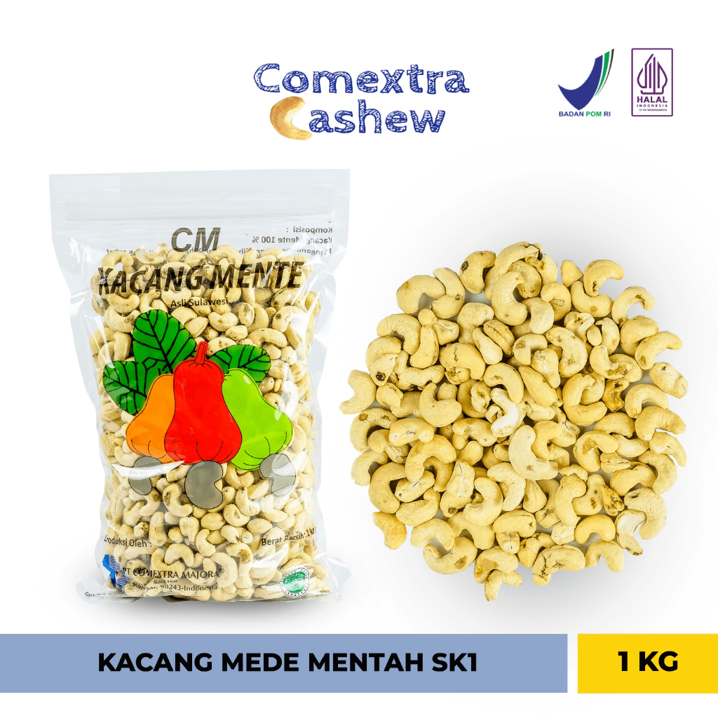 

Kacang Mede Comextra Mentah SK1 1 Kg - Sulawesi Cashew Kacang Mente / Mete - SK1