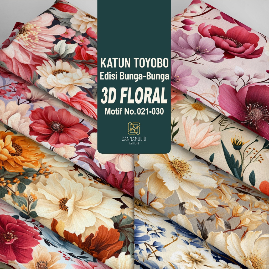 Kain Katun Toyobo Printing Motif BUNGA 3D Besar | Lebar 145cm | 3D FLORAL 21-30