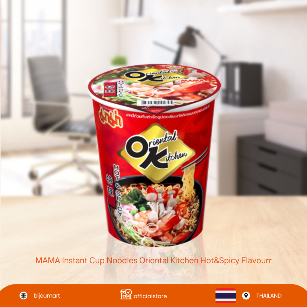 

[ THAILAND ORIGINAL ] MAMA Oriental Kitchen Instant Cup Noodles Hot & Spicy Flavor 65G ( Pack 3 )