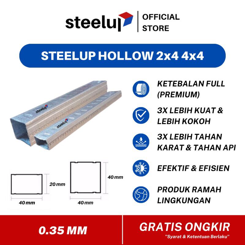 Steelup Hollow 2x4 4x4 Premium Rangka Plafon Baja Ringan