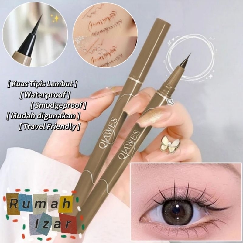 Qiawes Eyeliner Super Slim Thin Kuas Tipis Waterproof Qia