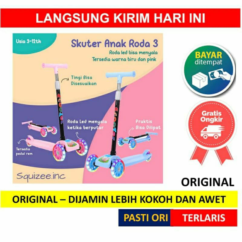 skuter anak roda 3 mini skuter led