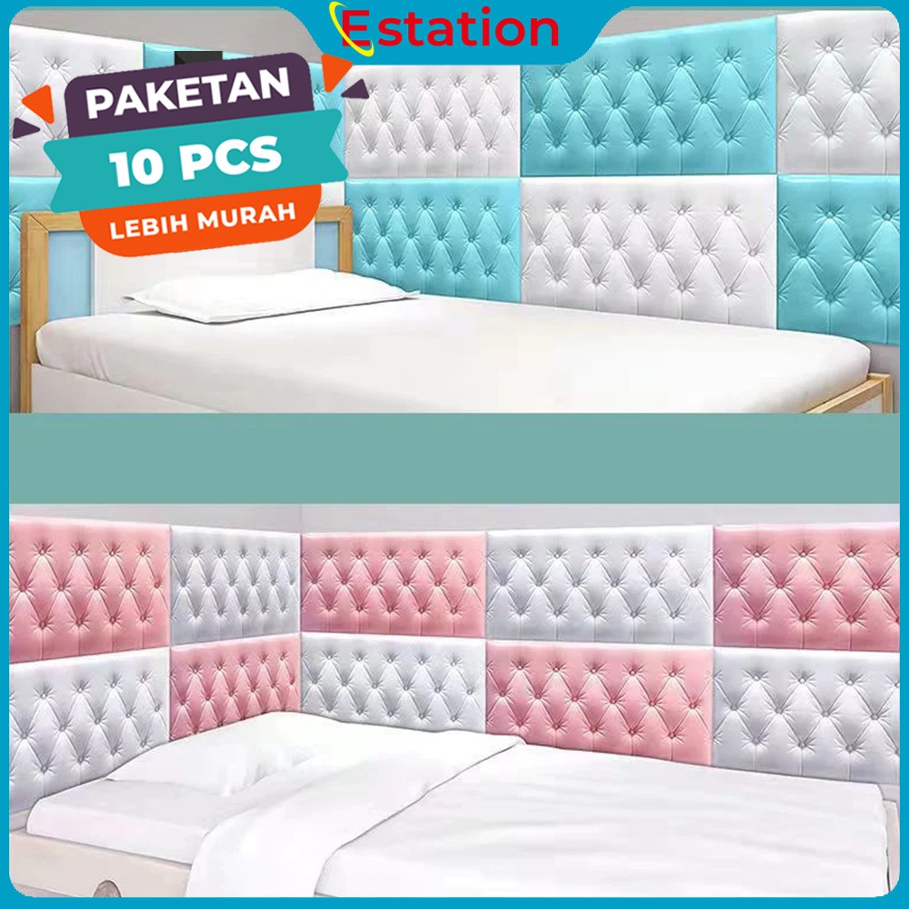 (PAKET 10 LEMBAR ) Tebal 6mm Wallpaper 3D Foam Kedap Suara Tahan Air Headboard Bed Wallfoam Empuk