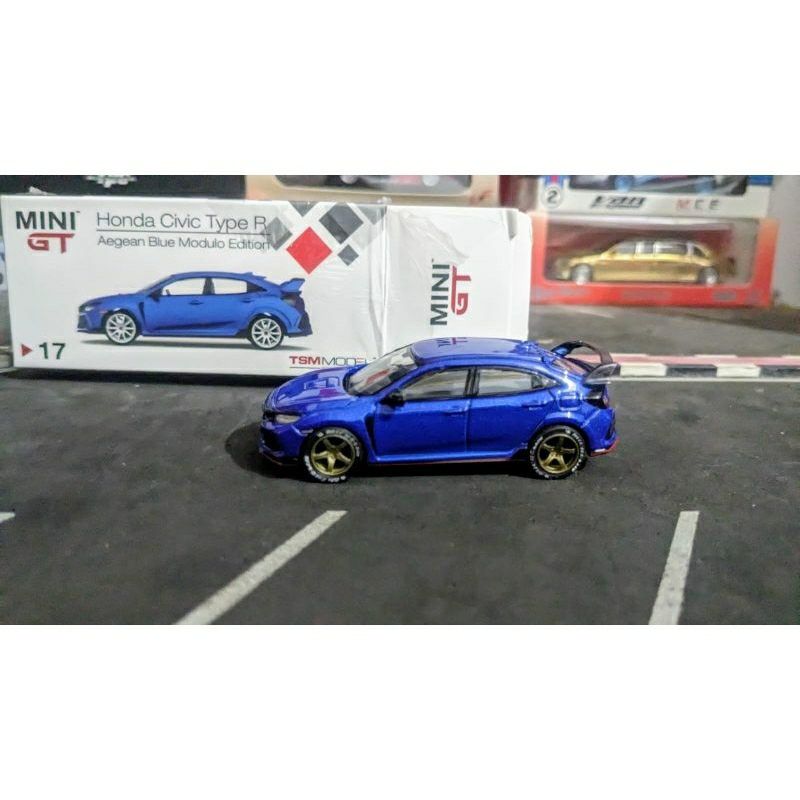 Diecast Mini GT Honda Civic Type R Aegean Blue Modulo no 17 swap velg
