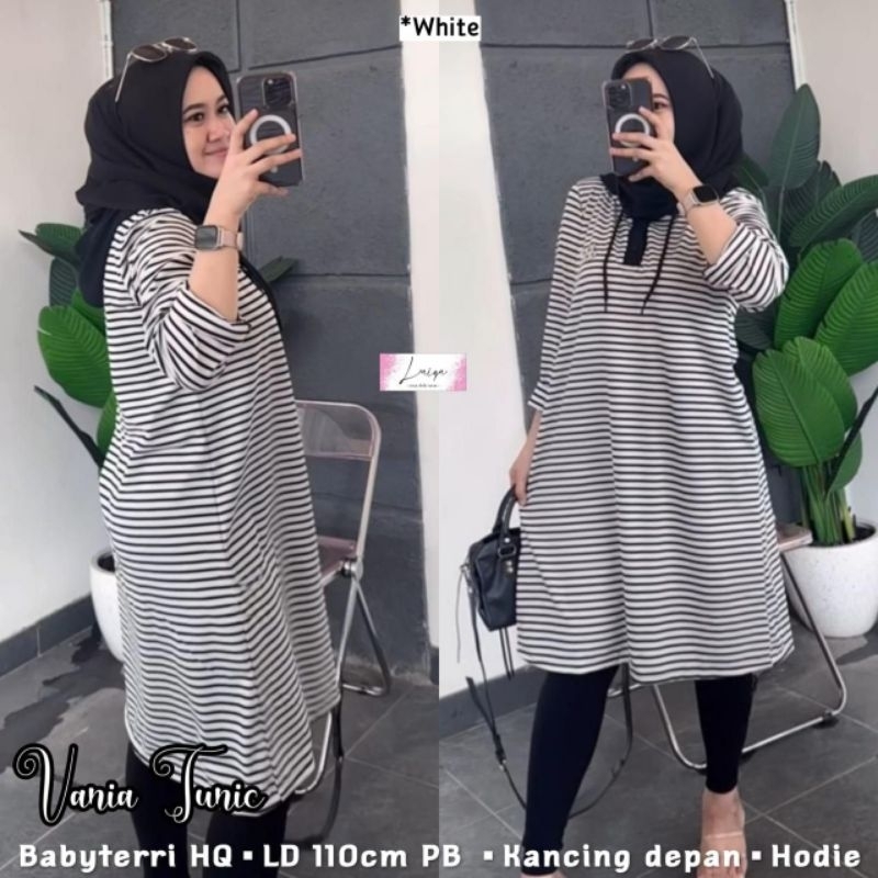 VANIA tunic hoodie | ld 110 | Babyterry | tunik wanita motif garis stripe casual