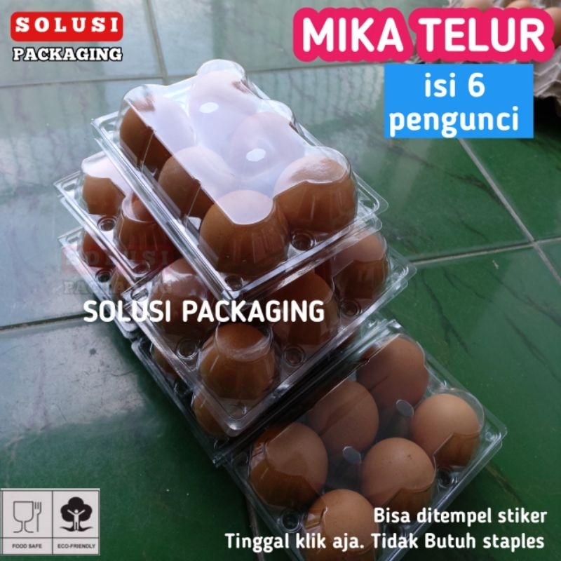 MIKA TELUR ISI 6 TUTUP KUNCI ECER / EGG TRAY TELUR TEMPAT TELUR ASIN MURAH