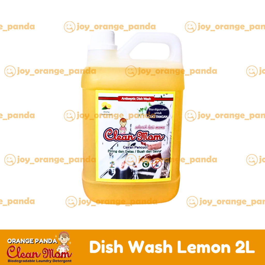 Clean Mom Dish Wash 2Liter / Clean Mom sabun cuci piring, cuci tangan & cuci buah 2 Liter lemon, pin