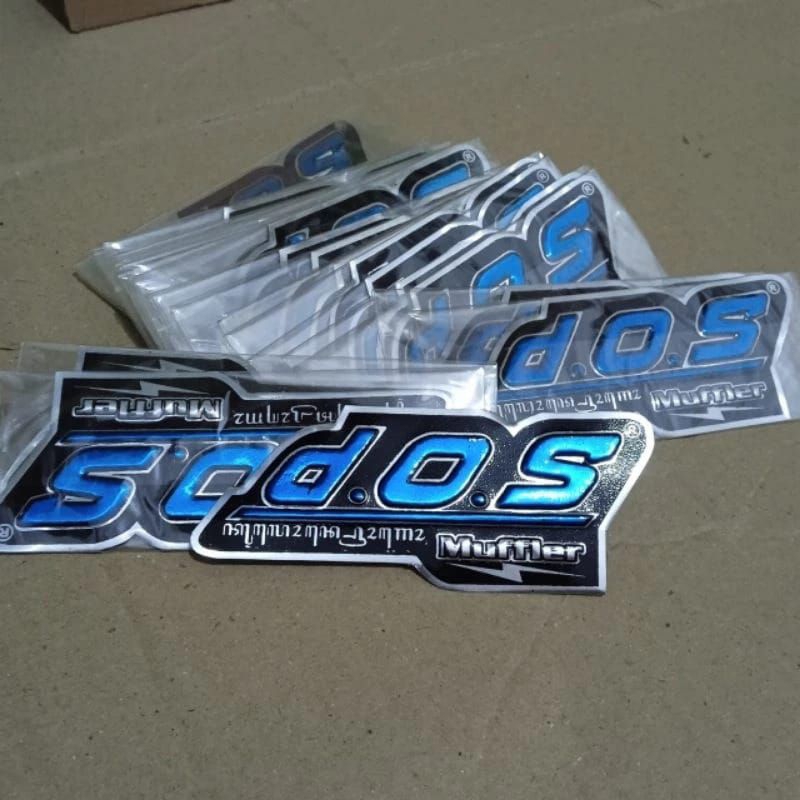 Emblem logo dos merek knalpot dos bahan plat timbul asli bukan ori