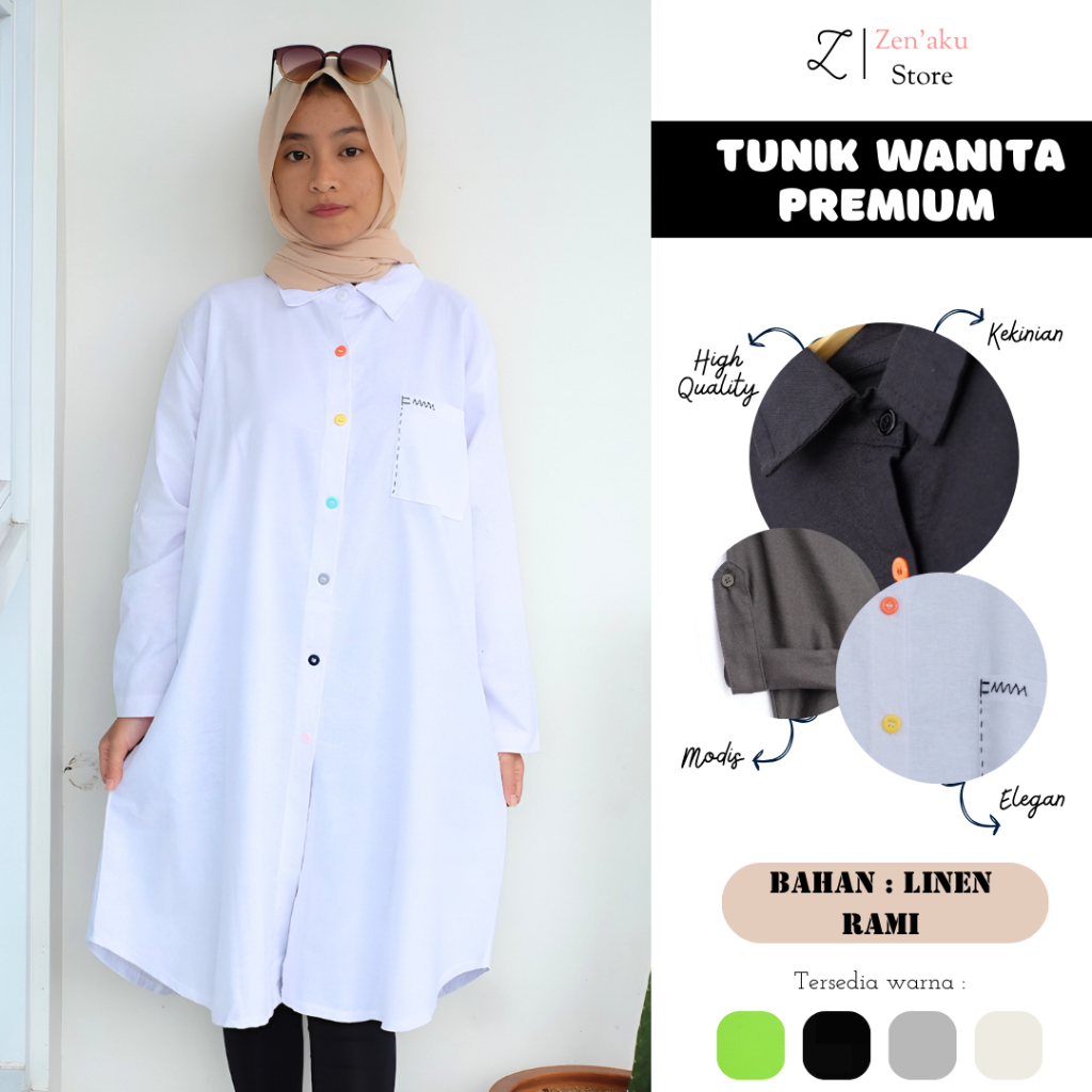 TUNIK WANITA DEWASA REMAJA LINEN TERBARU KEKINIAN BUSUI PREMIUM POLOS SIMPLE
