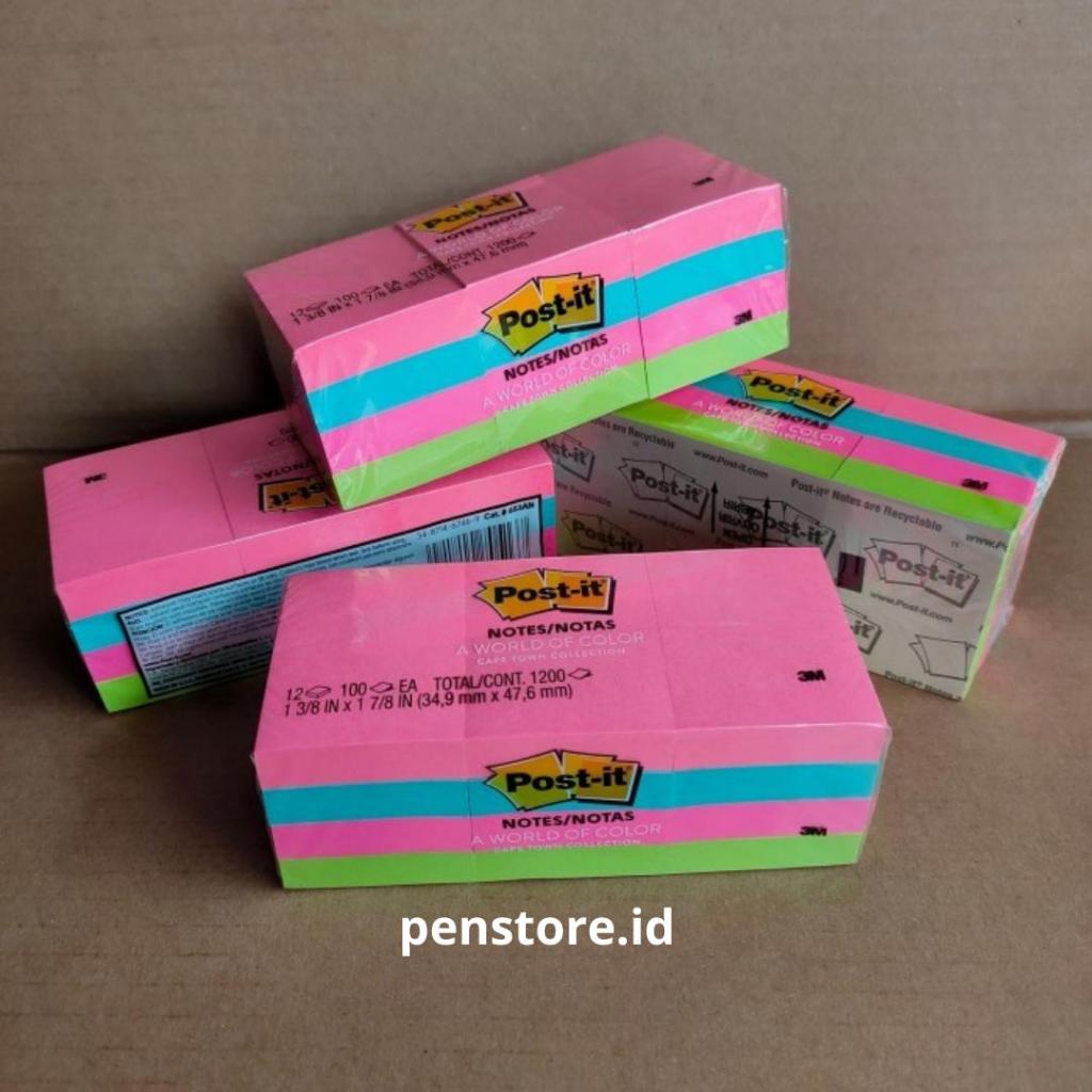 

(set = 12pads)Post-it 3M 653-AN Color Per pak isi 12pads (34,9 x 47,6mm) - Sticky Notes Kecil warna