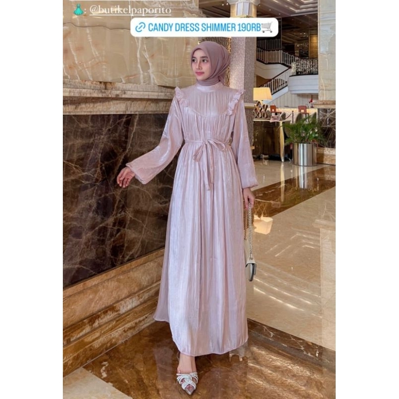 Candy shimmer dress| Gamis yoryu premium| Seragam lebaran| Outfit braidsmaid| Kaftan Elegan