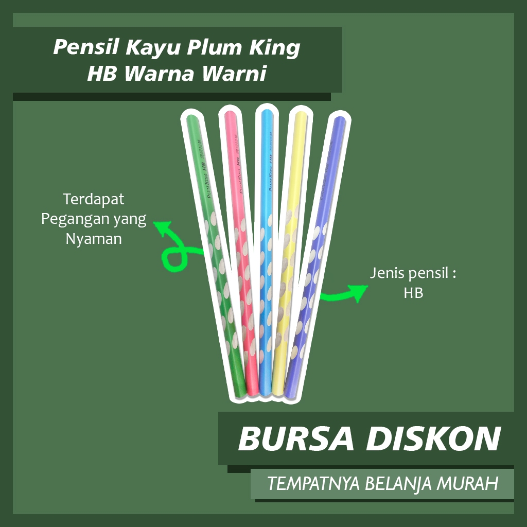 

Pensil Kayu Plum King HB Warna Warni Pouch isi 30 Pencil Alat tulis Sekolah Serutan Rautan