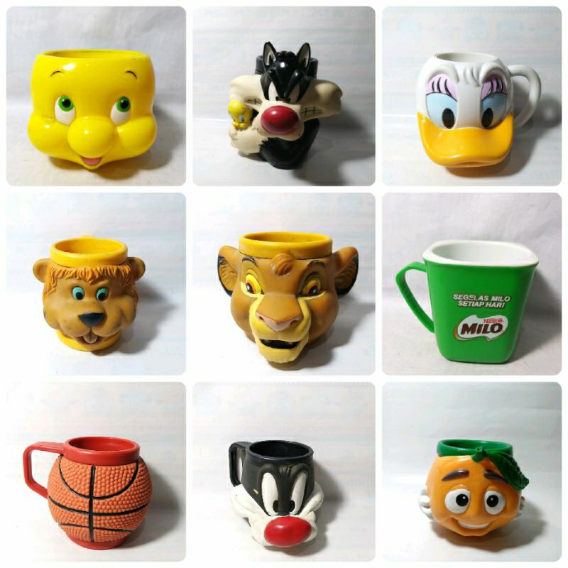 Mug Gelas Cangkir Minum Simba Lion King Flounder Fish Little Mermaid Daffy Daisy Donald Duck Bebek B