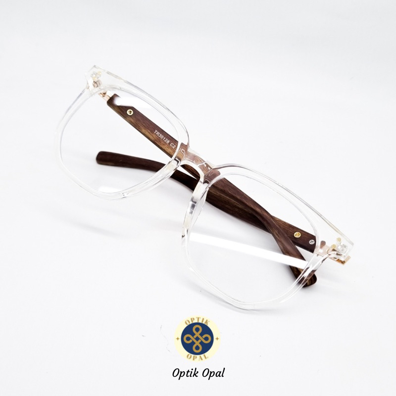 Optik Opal - WOODER Frame Kacamata Kotak Bulat Pria Wanita unisex Gagang Kayu Frame Korea Tebal Wood