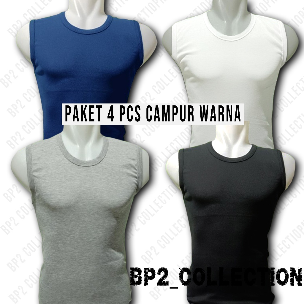 Paket 4 pcs Kaos Kensi Pria Dewasa / Singlet Pria Polos / Baju Singlet Pria Dewasa / Kaos Kutang Pri